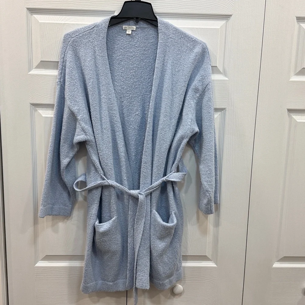 Pure Jill Sleep Wear Loose Knit Robe Tie Blue Size Large  Cotton/nylon/acrylic